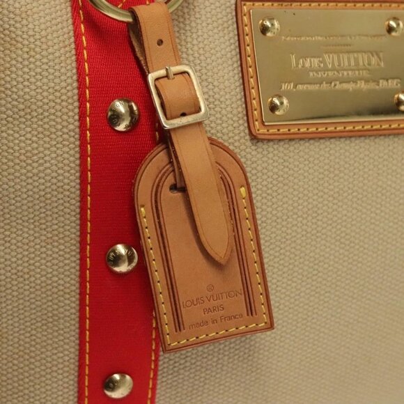 LOUIS VUITTON Antigua Cabas MM Tote Bag Beige Red M40035 LV Auth 137279 - Picture 12 of 16